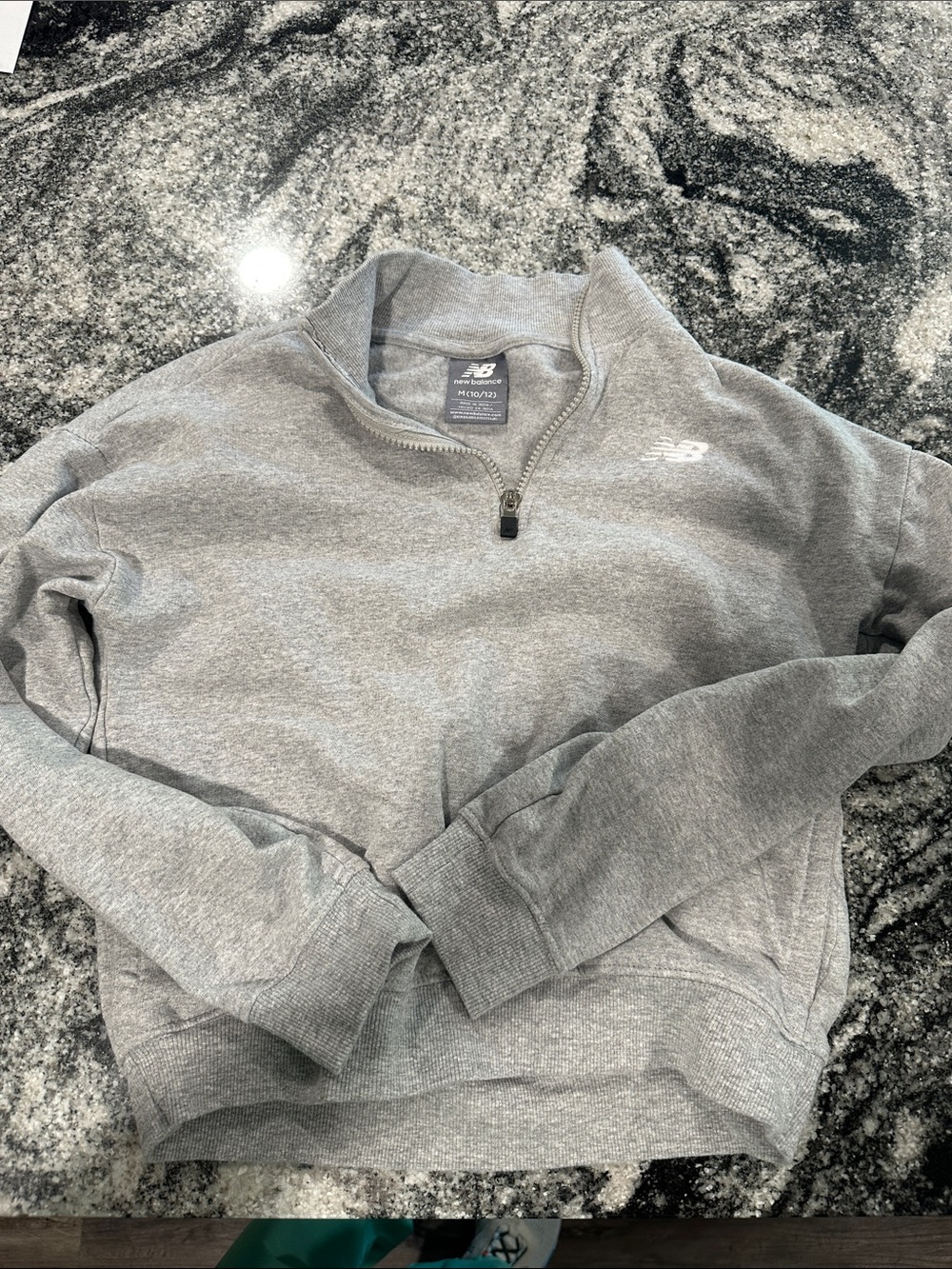 New Balance Kids Light Gray Quarter-Zip Pullover